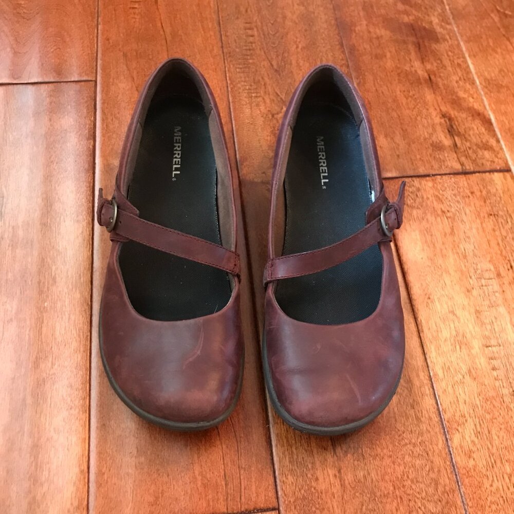 Merrell Dassie Mary Jane Brown Leather Shoes Size 9.5